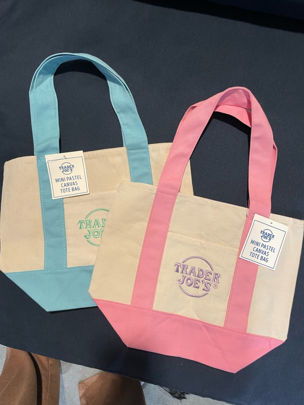 Mini Trader Joe’s Pastel Canvas Tote Bags